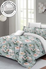 Lastikli Çarşaflı %100 Pamuk Saten Çift Kişilik Nevresim Takımı Spring Fresh Luxury
