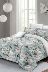 Lastikli Çarşaflı %100 Pamuk Saten Çift Kişilik Nevresim Takımı Spring Fresh Luxury