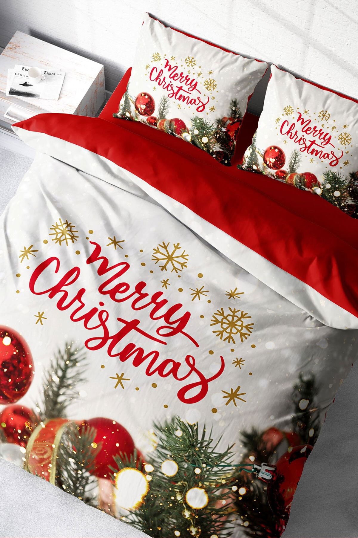 Çift Kişilik Nevresim Seti Sık Dokuma Pamuk Saten 3d Özel Tasarım Ny Noel (çarşafsızdır)