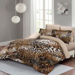 Leopar Çift Kişilik Nevresim Takımı Özel Dokuma Pamuk Saten Wild Leopard