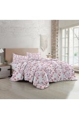 Lastikli Çarşaflı %100 Pamuk Saten Çift Kişilik Nevresim Takımı Cherry Blossom Luxury