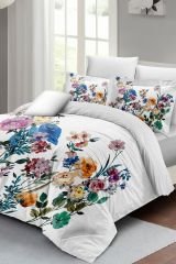 Çift Kişilik Nevresim Seti Sık Dokuma Pamuk Saten 3d Özel Tasarım Flower Mix (çarşafsızdır)