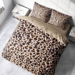 Leopar Çift Kişilik Nevresim Takımı Özel Dokuma Pamuk Saten Small Leopard