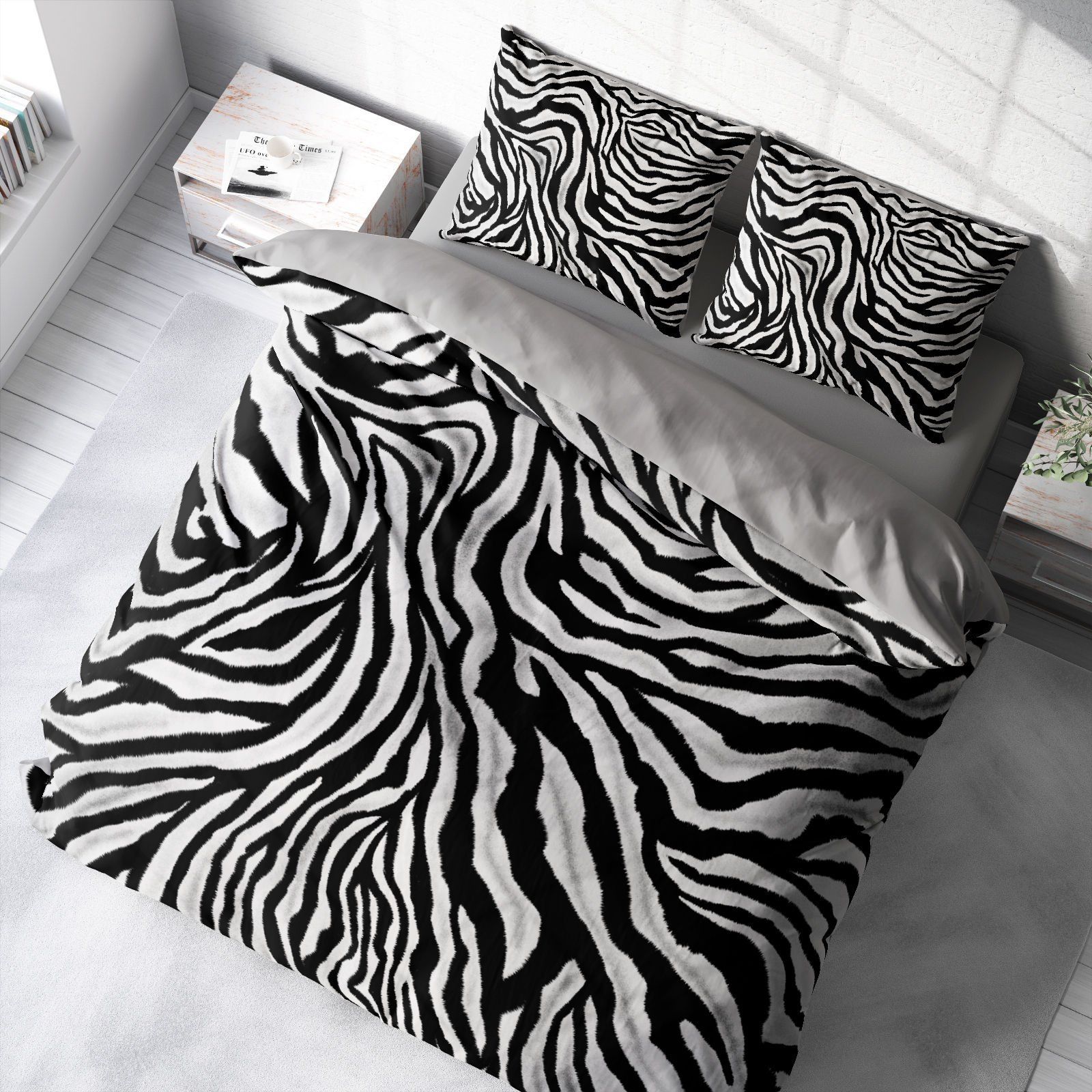 Leopar Çift Kişilik Nevresim Takımı Özel Dokuma Pamuk Saten Classical Zebra