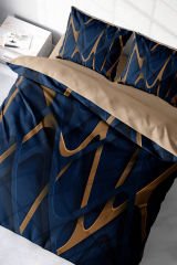 Çift Kişilik Nevresim Seti Sık Dokuma Pamuk Saten 3d Özel Tasarım Blue Brown (çarşafsızdır)