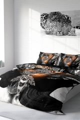 Lastikli Çarşaflı %100 Pamuk Saten Çift Kişilik Nevresim Takımı Dream Feather