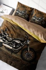 Çift Kişilik Nevresim Seti Sık Dokuma Pamuk Saten 3d Özel Tasarım Motorcycles (çarşafsızdır)