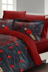 Nevresim Takımı %100 Doğal Pamuk Çift Kişilik 3d Digital Roses Marble