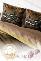 Çift Kişilik Nevresim Seti Sık Dokuma Pamuk Saten 3d Özel Tasarım Motorcycles (çarşafsızdır)
