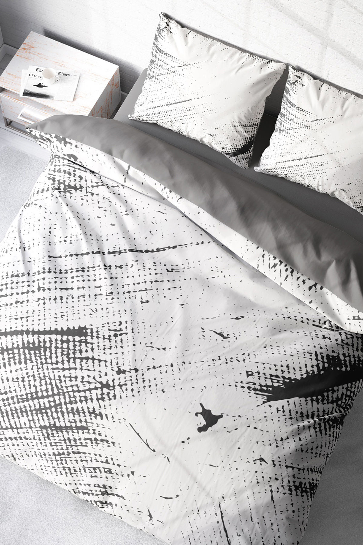 Lastikli Çarşaflı %100 Pamuk Saten Çift Kişilik Nevresim Takımı Lux Marble