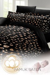 Lastikli Çarşaflı %100 Pamuk Saten Çift Kişilik Nevresim Takımı 3d Animal Design