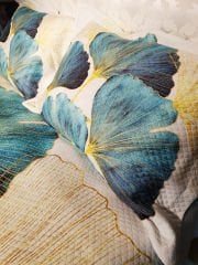 Pike Takımı Pamuklu Çift Kişilik  Jakar Dokuma Yatak Örtüsü Water Flowers