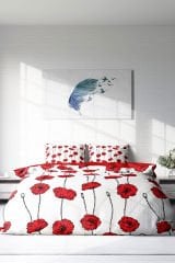 Lastikli Çarşaflı %100 Pamuk Saten Çift Kişilik Nevresim Takımı Gül Goncası