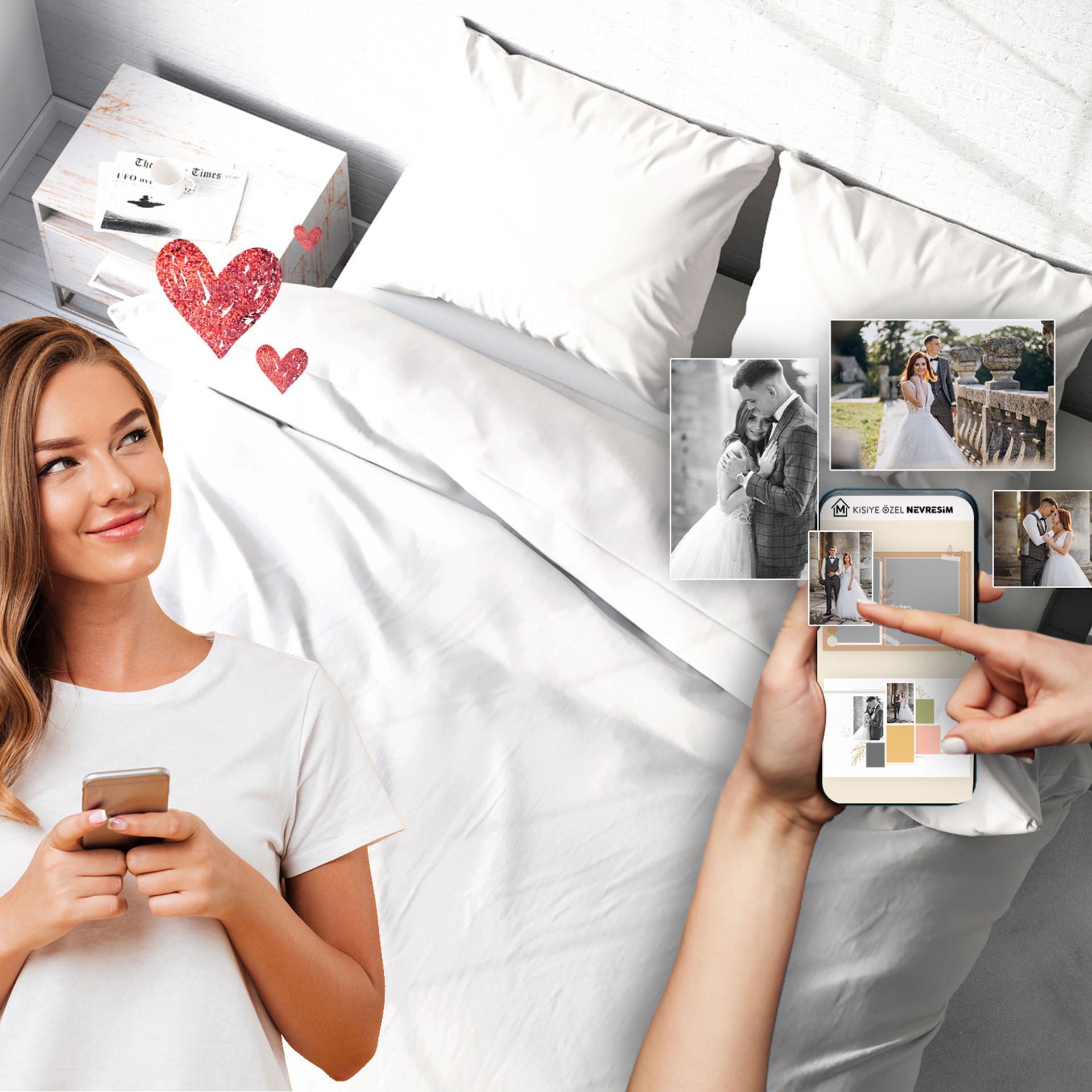 Monohome Kişiye Özel Çift Kişilik Pike Takımı Özel Şablon