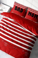Çift Kişilik Nevresim Seti Sık Dokuma Pamuk Saten 3d Özel Tasarım Mom & Dad (çarşafsızdır)