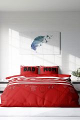 Çift Kişilik Nevresim Seti Sık Dokuma Pamuk Saten 3d Özel Tasarım Mom & Dad (çarşafsızdır)