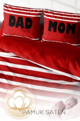 Çift Kişilik Nevresim Seti Sık Dokuma Pamuk Saten 3d Özel Tasarım Mom & Dad (çarşafsızdır)