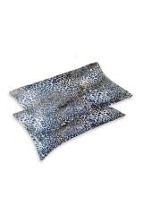 Güzellik Yastık Kılıfı %100 Ipek Saten 2 Adet Luxury Yastık Kılıfı Blue Leopar