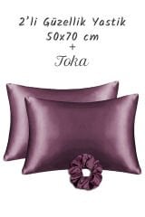 Güzellik Yastık Kılıfı %100 Ipek Saten 2 Adet Luxury Lila