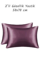Güzellik Yastık Kılıfı %100 Ipek Saten 2 Adet Luxury Lila