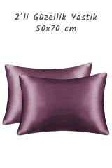 Güzellik Yastık Kılıfı %100 Ipek Saten 2 Adet Luxury Lila