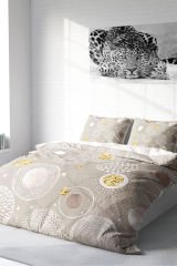 Lastikli Çarşaflı %100 Pamuk Saten Çift Kişilik Nevresim Takımı Soft Circles