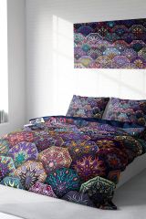 Çift Kişilik Nevresim Seti Sık Dokuma Pamuk Saten 3d Özel Tasarım Ethnic Purple (çarşafsızdır)