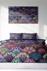 Çift Kişilik Nevresim Seti Sık Dokuma Pamuk Saten 3d Özel Tasarım Ethnic Purple (çarşafsızdır)