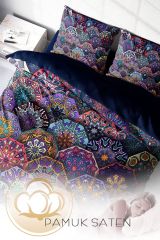 Çift Kişilik Nevresim Seti Sık Dokuma Pamuk Saten 3d Özel Tasarım Ethnic Purple (çarşafsızdır)