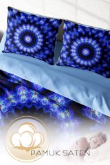 Çift Kişilik Nevresim Seti Sık Dokuma Pamuk Saten 3d Özel Tasarım Blue Damask (çarşafsızdır)