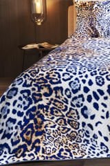 Pike Takımı Pamuklu Çift Kişilik Jakar Dokuma Yatak Örtüsü Blue Leopard