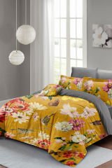 Lastikli Çarşaflı %100 Pamuk Saten Çift Kişilik Nevresim Takımı Rose Mix