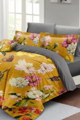 Lastikli Çarşaflı %100 Pamuk Saten Çift Kişilik Nevresim Takımı Rose Mix