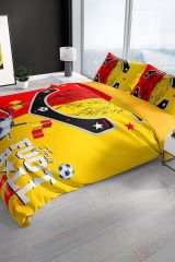 Çift Kişilik Nevresim Seti Sık Dokuma Pamuk Saten 3d Özel Tasarım Red & Yellow (çarşafsızdır)