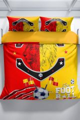 Çift Kişilik Nevresim Seti Sık Dokuma Pamuk Saten 3d Özel Tasarım Red & Yellow (çarşafsızdır)