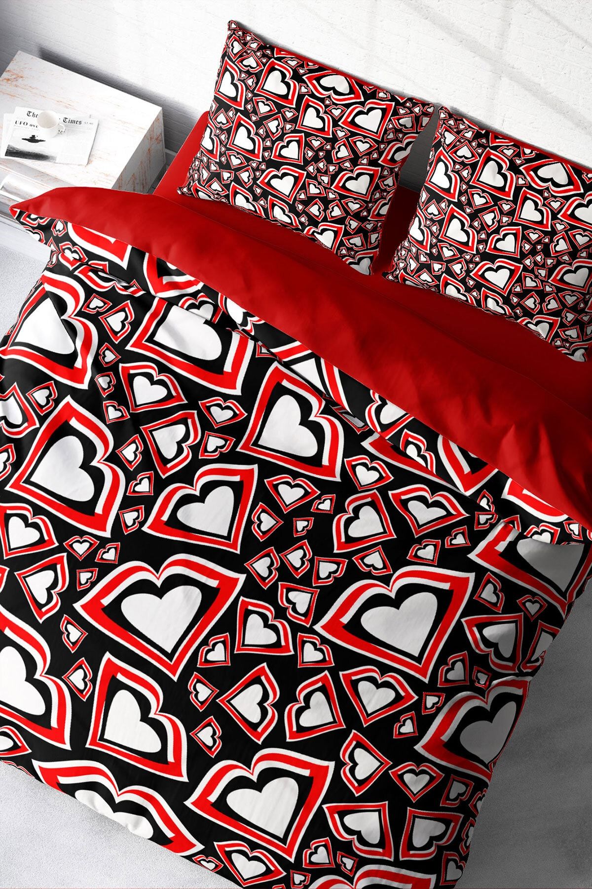 Çift Kişilik Nevresim Seti Sık Dokuma Pamuk Saten 3d Özel Tasarım Heart Lips (çarşafsızdır)