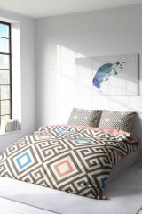 Lastikli Çarşaflı %100 Pamuk Saten Çift Kişilik Nevresim Takımı Geometric