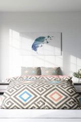 Lastikli Çarşaflı %100 Pamuk Saten Çift Kişilik Nevresim Takımı Geometric