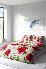 Lastikli Çarşaflı %100 Pamuk Saten Çift Kişilik Nevresim Takımı Aquarelle Rose