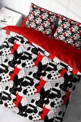 Lastikli Çarşaflı %100 Pamuk Saten Çift Kişilik Nevresim Takımı Womans Pattern