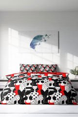 Lastikli Çarşaflı %100 Pamuk Saten Çift Kişilik Nevresim Takımı Womans Pattern