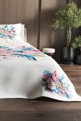 Pike Takımı Pamuklu Çift Kişilik Jakar Dokuma Yatak Örtüsü Lotus