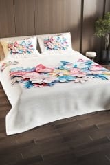 Pike Takımı Pamuklu Çift Kişilik Jakar Dokuma Yatak Örtüsü Lotus