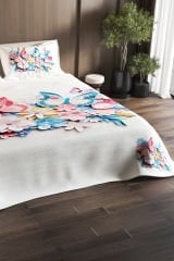 Pike Takımı Pamuklu Çift Kişilik Jakar Dokuma Yatak Örtüsü Lotus