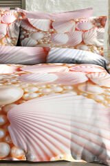%100 Pamuk Ranforce Çeyizlik Luxury 5d Dijital Çift Kişilik Nevresim Takımı Pearls And Shells