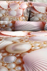 %100 Pamuk Ranforce Çeyizlik Luxury 5d Dijital Çift Kişilik Nevresim Takımı Pearls And Shells