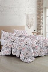 Lastikli Çarşaflı %100 Pamuk Saten Çift Kişilik Nevresim Takımı Dream Roses Luxury