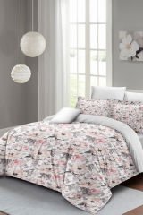 Lastikli Çarşaflı %100 Pamuk Saten Çift Kişilik Nevresim Takımı Dream Roses Luxury