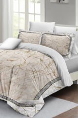 Lastikli Çarşaflı %100 Pamuk Saten Çift Kişilik Nevresim Takımı Pink Marble