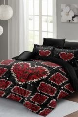 Çift Kişilik Nevresim Seti Sık Dokuma Pamuk Saten 3d Özel Tasarım Black Roses (çarşafsızdır)